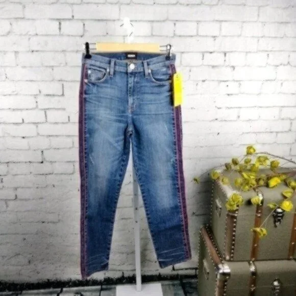 Hudson High-rise Straight Slim Striped Jeans Blue Size 25 - Picture 1 of 6